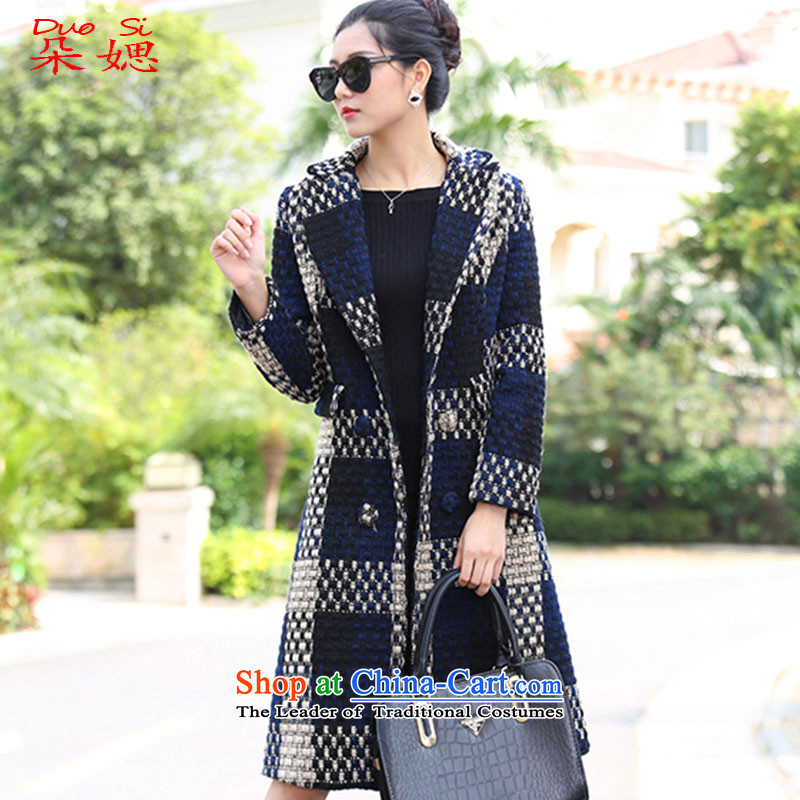  2015 Autumn and winter flower 媤 new gross in long)? cotton waffle a gross jacket coat female blue is the color flower 媤 M , , , shopping on the Internet