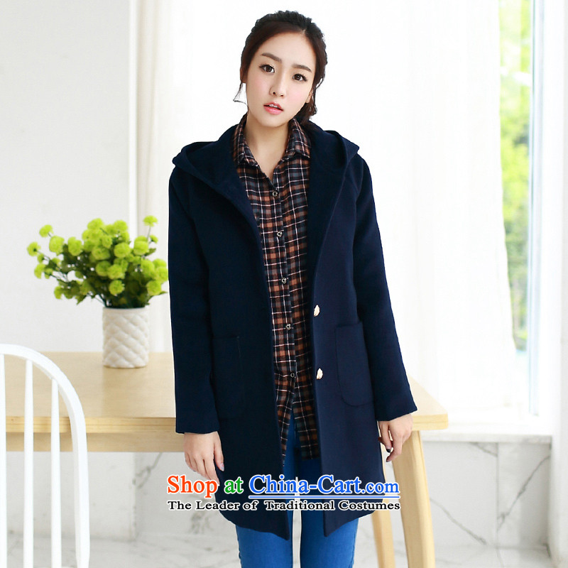 Optimize Products A to XL 2015 Korean version of the new large autumn and winter coats girl in women's long thin hair a graphics jacket female blue 4XL, optimization products a (upinee shopping on the Internet has been pressed.)