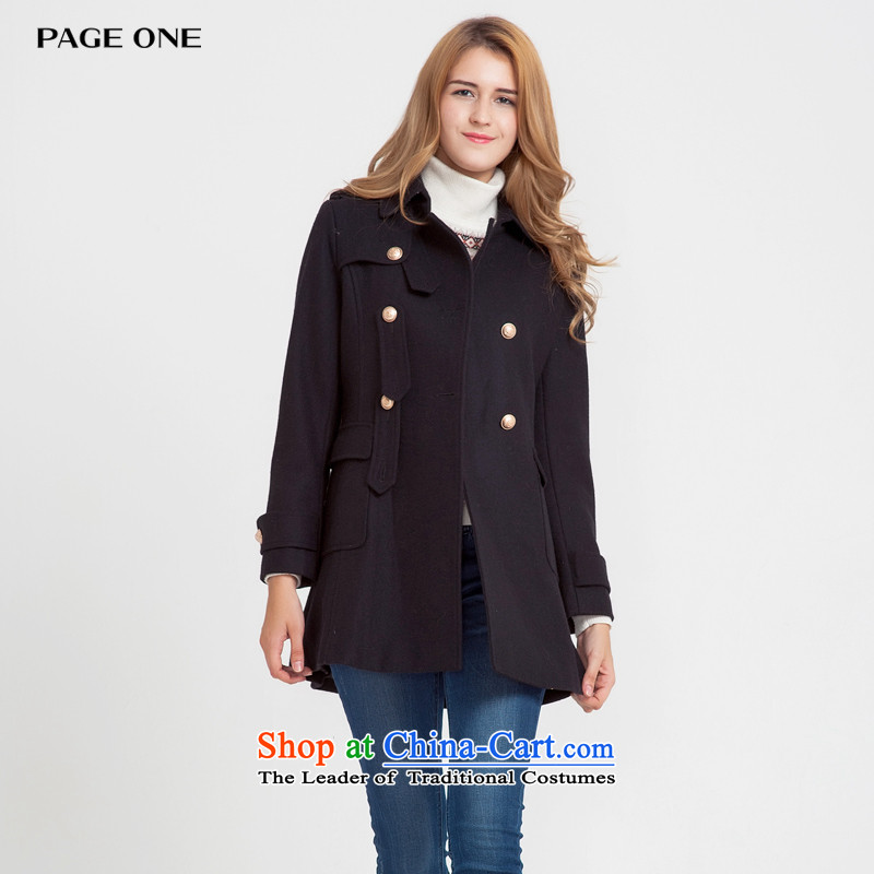 Page ONE_ Peggy 2015 winter decorated in a wool coat solid color woolen coats female 873694? black 91 L