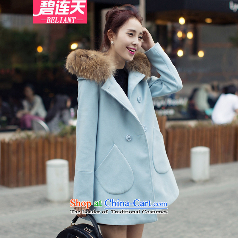 The angels in 2015 autumn and winter Pik new gross female Korean jacket? In long hair Neck Jacket woolen coat wind clothes in red (gross) for M Pik angels shopping on the Internet has been pressed.