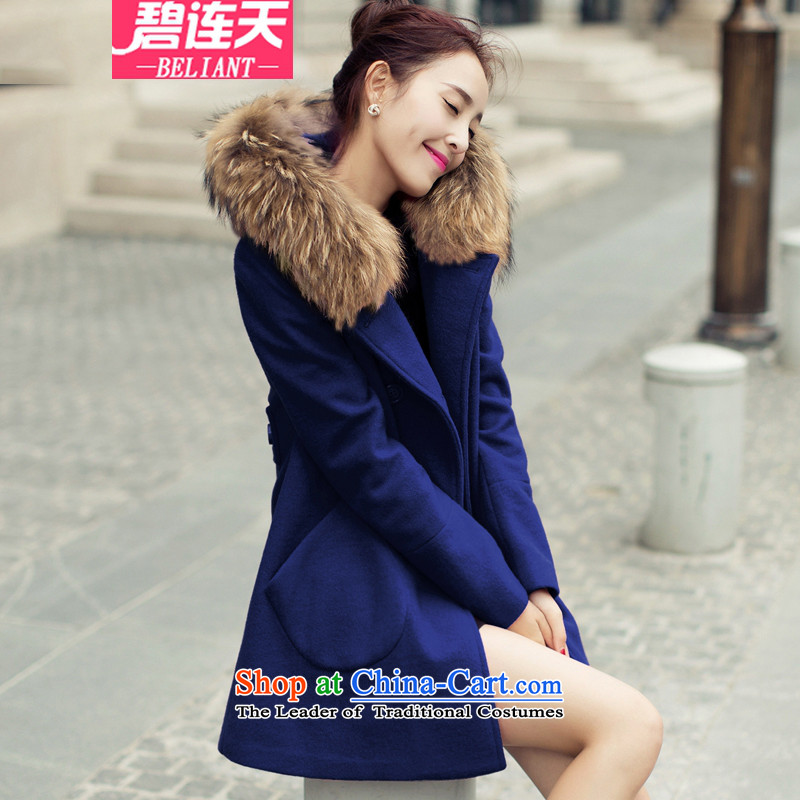 The angels in 2015 autumn and winter Pik new gross female Korean jacket? In long hair Neck Jacket woolen coat wind clothes in red (gross) for M Pik angels shopping on the Internet has been pressed.