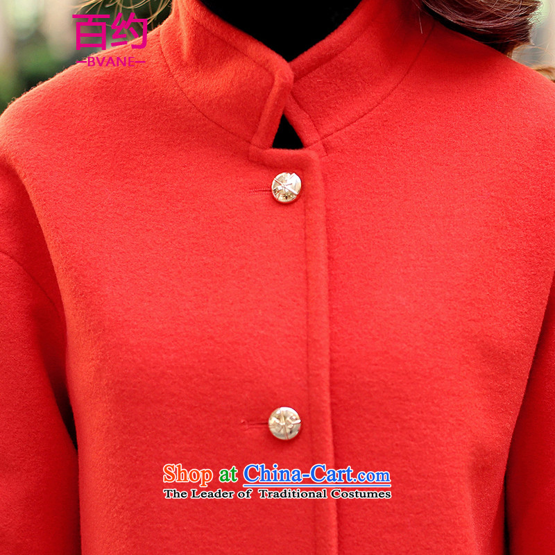 About the New 2015, hundreds of autumn and winter load Korean fashion collar gross coats of female single-row is detained temperament orange red jacket , L, 100 (BVANE) , , , shopping on the Internet