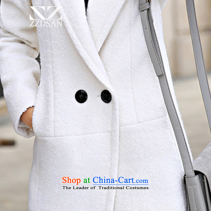 Up to 2015, the Netherlands New Korean version of autumn and winter is elegant and modern solid color graphics thin single rank Sau San tie gross jacket coat female white? , L, up to the Netherlands , , , shopping on the Internet