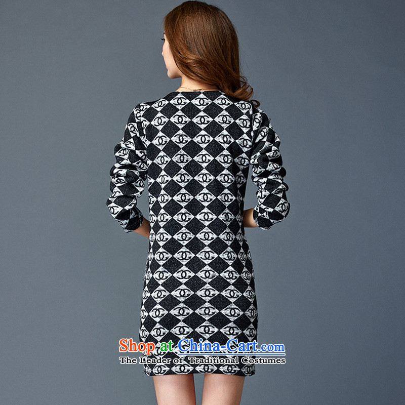 Morning to 2015 autumn and winter new Korean version of large numbers of ladies' knitted dresses and stylish latticed long-sleeved warm of dresses, forming the long sleeved clothes picture color 4XL RECOMMENDATIONS 150 - 160131, morning to , , , shopping on the Internet