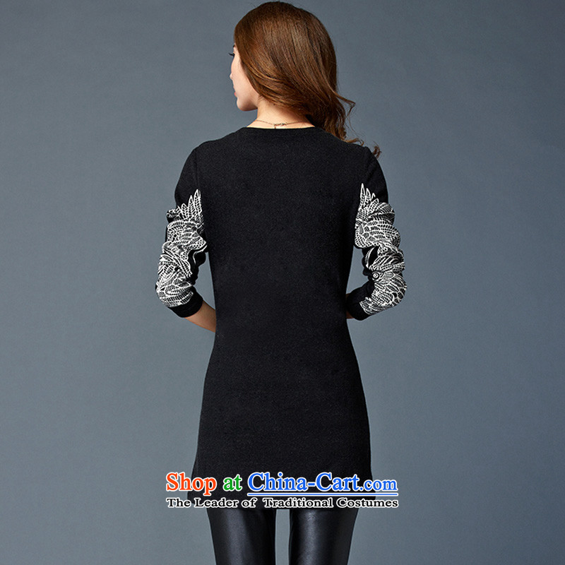 Morning to 2015 autumn and winter new larger lady knitted T-shirt with round collar long sleeves wear warm Korean forming the swan shirt black velvet 4XL RECOMMENDATIONS 150 - 160131, morning to , , , shopping on the Internet
