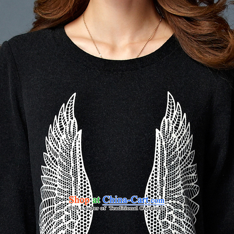 Morning to 2015 autumn and winter new larger lady knitted T-shirt with round collar long sleeves wear warm Korean forming the swan shirt black velvet 4XL RECOMMENDATIONS 150 - 160131, morning to , , , shopping on the Internet