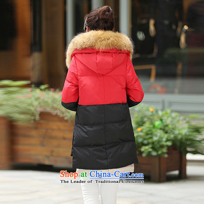 El-ju Yee Nga 2015 winter clothing in long version 200 jin won thick MM to xl female 5XL stitching large YZ5088 DOWNCOAT red and black stitching emulation XXXXXL, collar el-ju gross Yee Nga shopping on the Internet has been pressed.