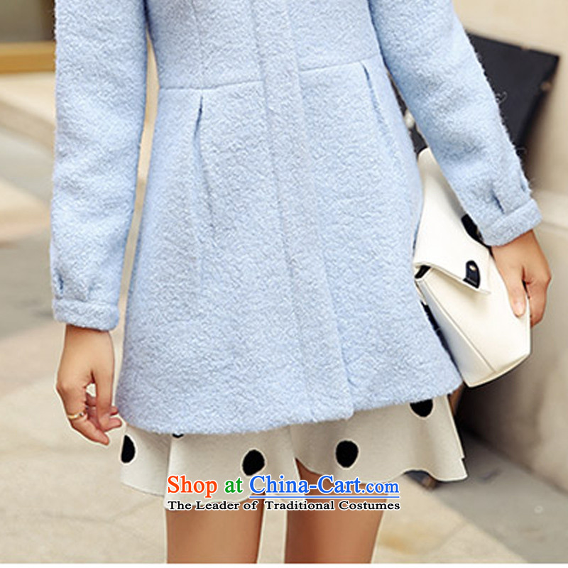 The law was the small-ki wind jacket female Korean gross? edition of autumn and winter 2015 new products aristocratic ladies stylish bow tie in Sau San long a wool coat women water law, Mr. Qi, blue (fash-modi Manasseh) , , , shopping on the Internet