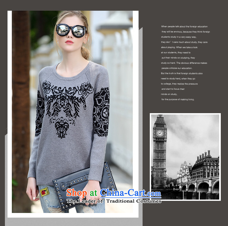 Motome square thick sister larger female thick sweater 2015 new autumn and winter to increase women's code thick MM round-neck collar loose thick gray 5XL 5231 recommendations sweater weight 180-210 catty picture, prices, brand platters! The elections are supplied in the national character of distribution, so action, buy now enjoy more preferential! As soon as possible.