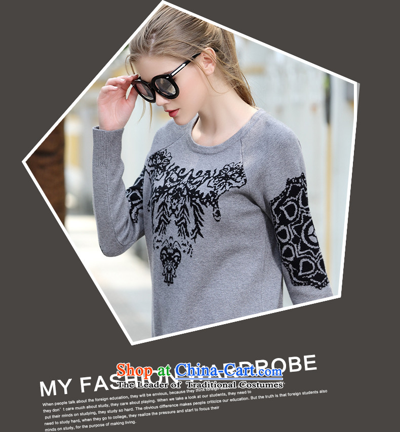 Motome square thick sister larger female thick sweater 2015 new autumn and winter to increase women's code thick MM round-neck collar loose thick gray 5XL 5231 recommendations sweater weight 180-210 catty picture, prices, brand platters! The elections are supplied in the national character of distribution, so action, buy now enjoy more preferential! As soon as possible.