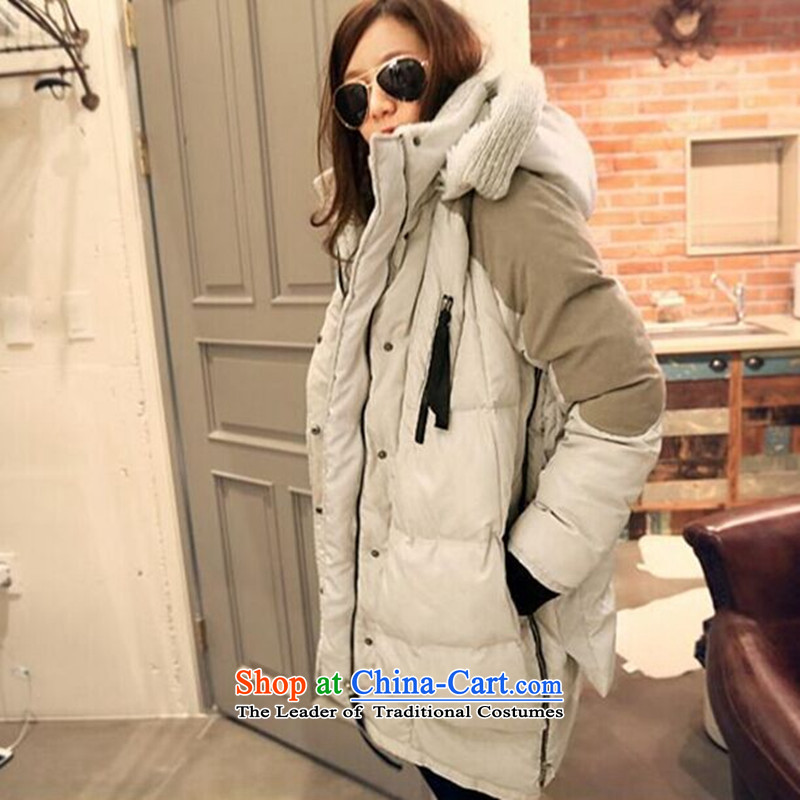 2015 winter clothing new Korean version of large numbers of ladies thick MM loose, Hin thin, thick cotton-thick sister in long thick cotton coat winter coats beige jacket students XXL, witch (YOJINJN) , , , shopping on the Internet