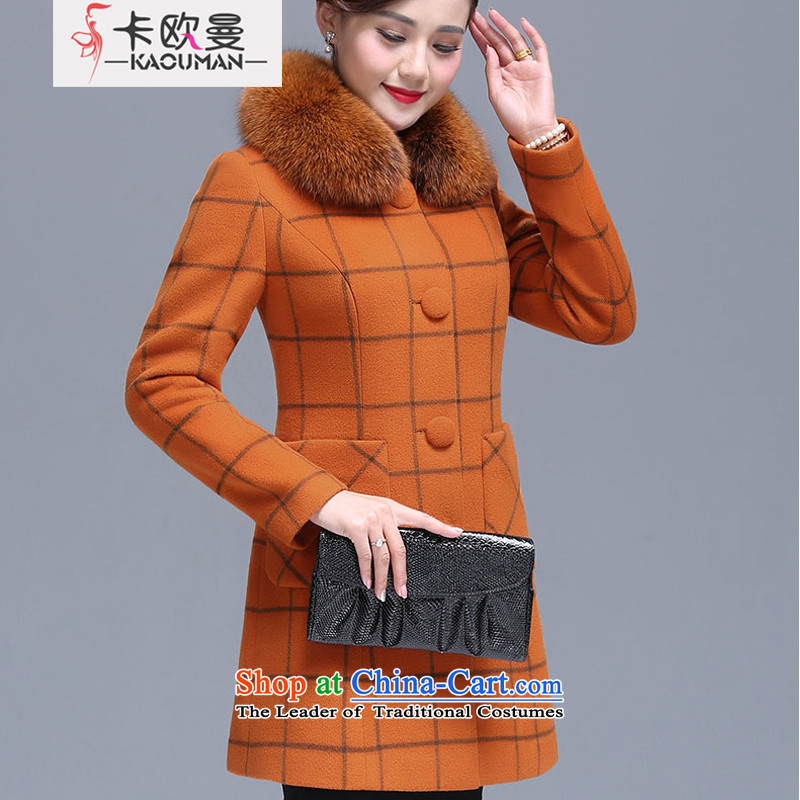 In 2015, the Cayman autumn and winter new products for a single row for gross Foutune of video thin cashmere overcoat, older mother boxed gifts long wool sweater amako coats orange 2XL, card europe Cayman , , , shopping on the Internet