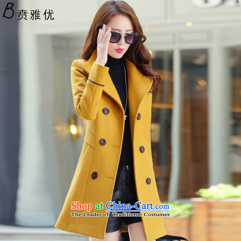 Ben Nga optimized 2015 autumn and winter coats female Korean gross?   in the version of the code a wool coat C1153 Yellow XL, Ben Nga optimization , , , shopping on the Internet