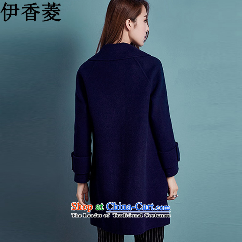 Ikago Ling autumn 2015 Women's clothes new Korean version in the long hair loose coat Y8074? Navy M IKAGO Ling , , , shopping on the Internet