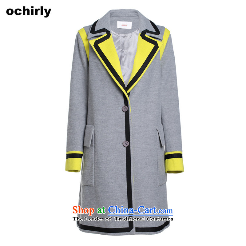 When the Euro 2015 Power ochirly new female winter clothing knocked color stitching lapel long overcoat 1154303020 spent 050 S, Europe, Gray (ochirly) , , , shopping on the Internet