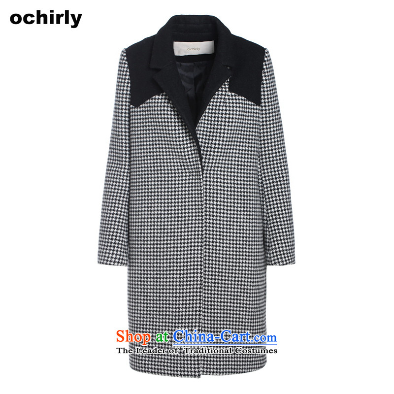 When the Euro 2015 Power ochirly new female winter clothing stitching chidori grid long wool coat 1154343640? checkered Xs(155/80a), 923 euro when (ochirly) , , , shopping on the Internet