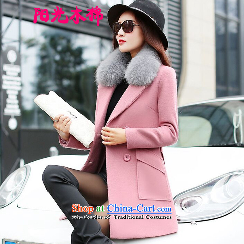 The sunshine of kapok gross? 2015 autumn and winter coats female new Korean version in Sau San long large double-a wool coat female leather tonerM