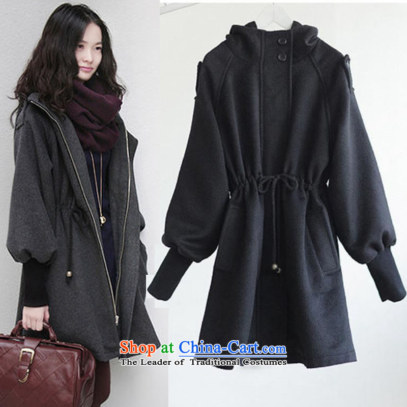 Autumn and winter new Korean women's code of the npc thick wool coat 220 catties stylish? thick mm loose video thin temperament cashmere windbreaker. long coats female XXXXL Carbon