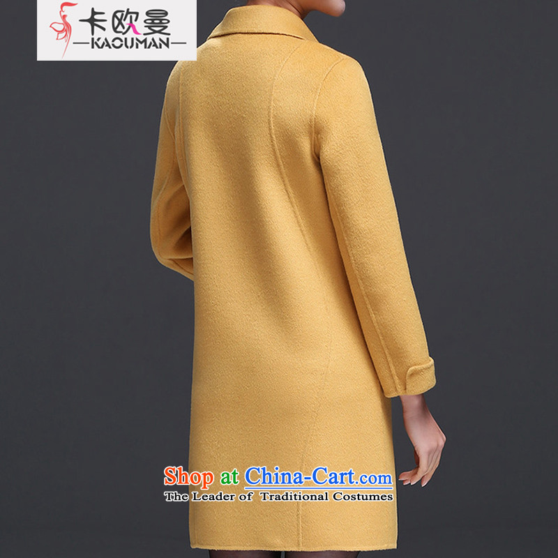 In Cayman 2015 winter clothing new products with solid color quality mother duplex cashmere overcoat, older gift lapel upscale warm jacket coat of wool Light Yellow XL, card europe Cayman , , , shopping on the Internet