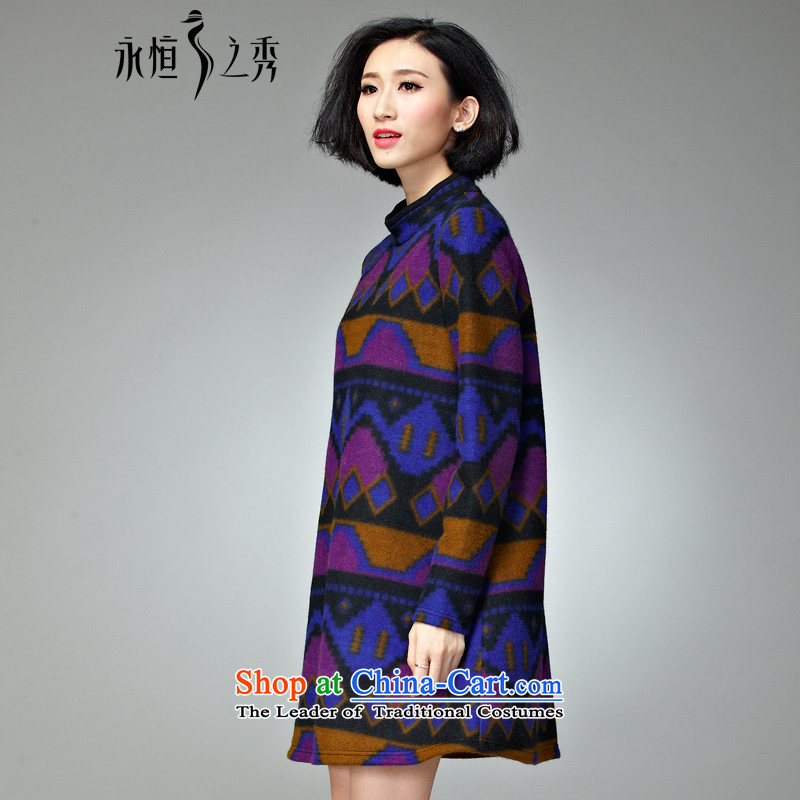 The Eternal Soo-XL women's dresses thick mm sister of autumn and winter 2015 new products to increase the Korean long-sleeved Sau San Mao dresses? coffee purple 4XL, eternal Soo , , , shopping on the Internet