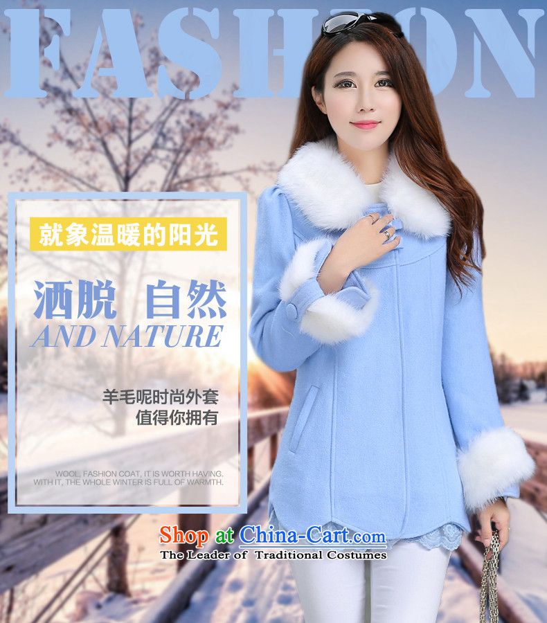 Gigi Lai Ho small Donna incense wind jacket girl in gross? Long Korean women 2015 Sau San autumn and winter new pure color woolen coats? female light blue XXL picture, prices, brand platters! The elections are supplied in the national character of distribution, so action, buy now enjoy more preferential! As soon as possible.
