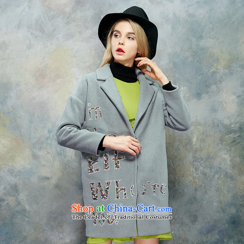 The pockets of witch large metaphor 2015 new winter clothing stylish letter embroidered cocoon-put coats female 1542990 gross? Mayan gray M witch pocket shopping on the Internet has been pressed.
