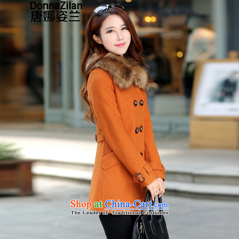Gigi Lai Ho Gross Donna? 2015 autumn and winter coats female new Korean version for a gross jacket in thick Long, Sau San wool coat? female Orange?S