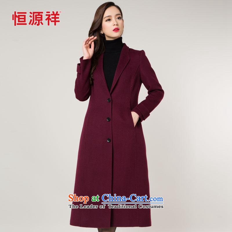 Y Hengyuan Cheung wool coat girl in long?) 2015 new temperament Sau San full manual woolen coat double-side female wine red L/170, Hengyuan Cheung shopping on the Internet has been pressed.