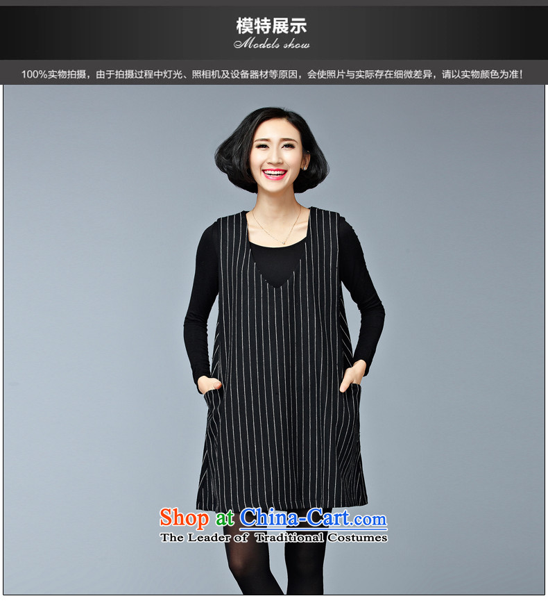 Double Chin Yi Su-dresses larger women's winter to intensify the thick MM stripe sleeveless tank skirt relaxd ZM7605 black are code pictures, prices, brand platters! The elections are supplied in the national character of distribution, so action, buy now enjoy more preferential! As soon as possible.