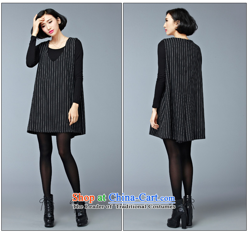 Double Chin Yi Su-dresses larger women's winter to intensify the thick MM stripe sleeveless tank skirt relaxd ZM7605 black are code pictures, prices, brand platters! The elections are supplied in the national character of distribution, so action, buy now enjoy more preferential! As soon as possible.
