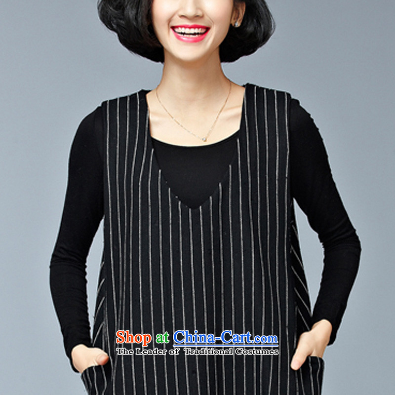 Double Chin Yi Su-dresses larger women's winter to intensify the thick MM stripe sleeveless tank skirt relaxd ZM7605 black are Code, her Ms Audrey EU has been pressed. Connie shopping on the Internet