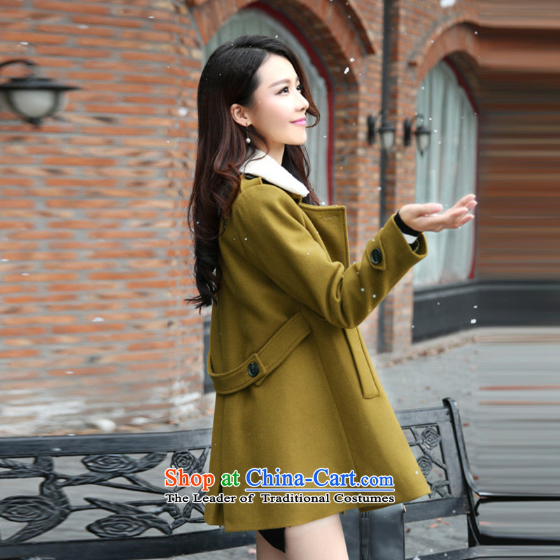 Korean autumn 2015 new Korean Language version of the children of long)? graphics thin hair winter overcoats female HYQ5219? wine red M Won Autumn Arabic , , , shopping on the Internet