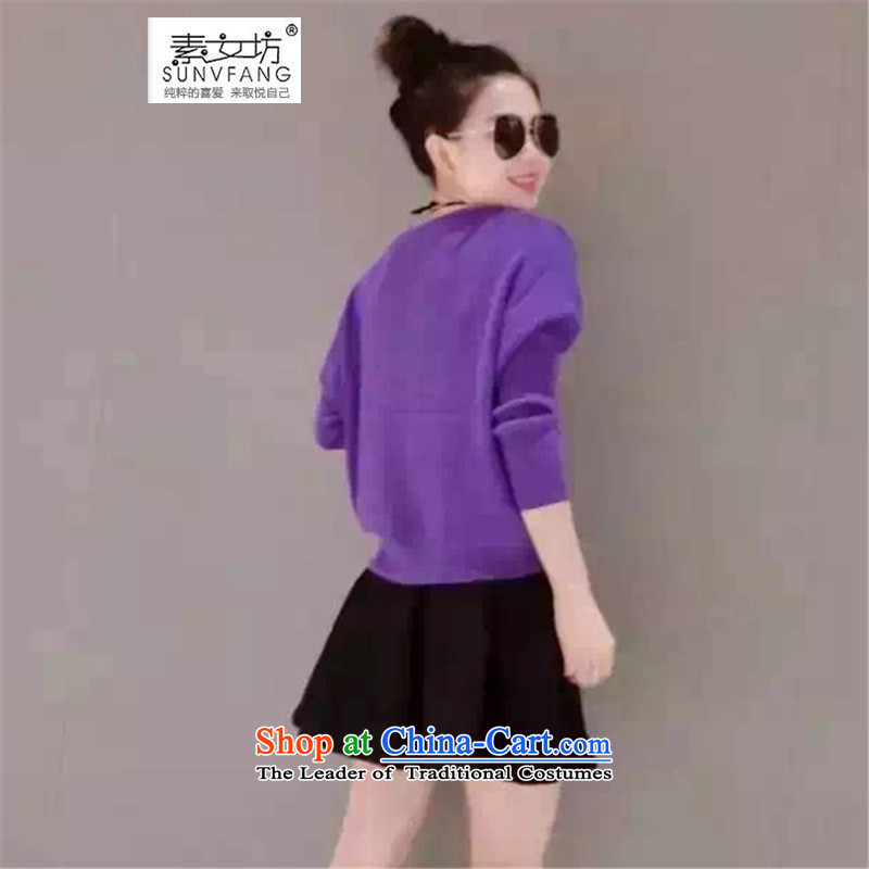 Motome workshop for larger female thick sister autumn and winter 2015 Autumn Kit new boxed thick MM video thin wild knitting sweater + short skirt two kits reaches 57.88 purple 4XL recommended weight, 160-180 Motome Fong (SUNVFANG) , , , shopping on the I