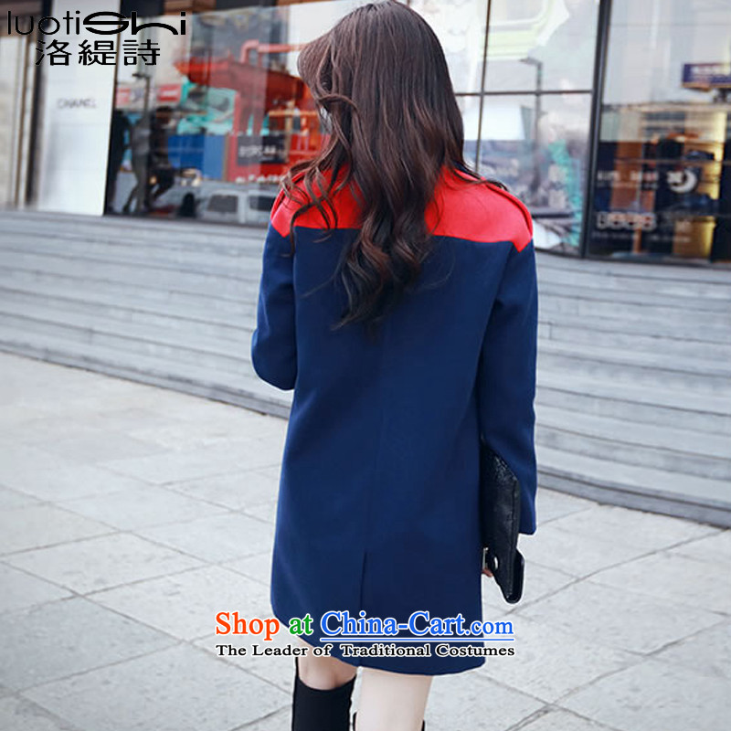 The poetry? coats women as the 2015 autumn and winter female Korean version of the new long spell-color graphics thin hair so Sau San jacket female 9206# Navy XL, Los Economy (LUOTISHI poem) , , , shopping on the Internet