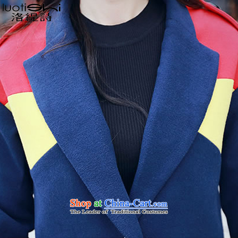 The poetry? coats women as the 2015 autumn and winter female Korean version of the new long spell-color graphics thin hair so Sau San jacket female 9206# Navy XL, Los Economy (LUOTISHI poem) , , , shopping on the Internet