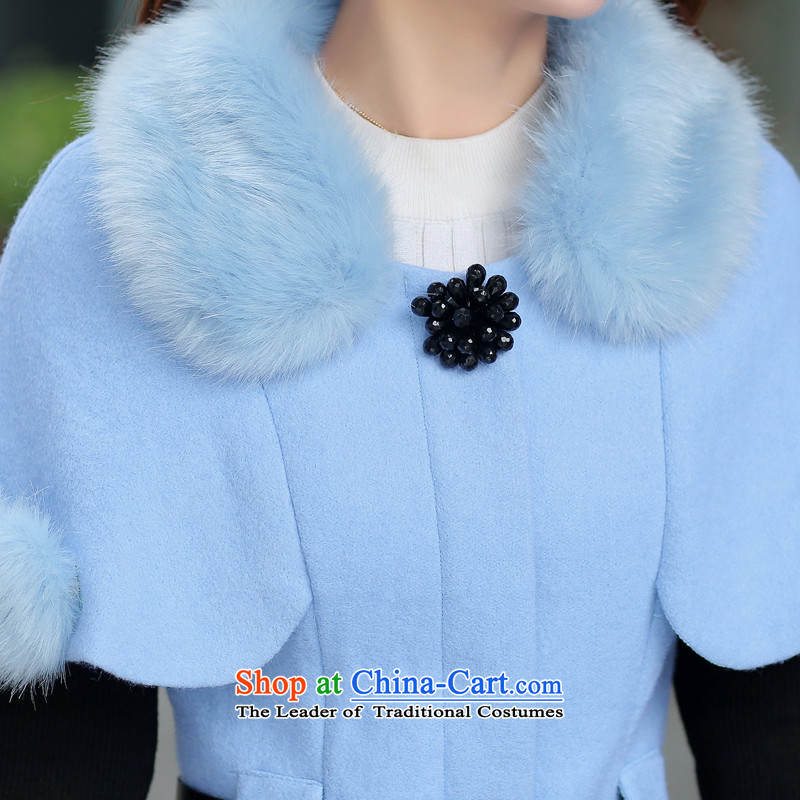  Gross? female jacket aimoonsa in long 2015 Fall/Winter Collections new Korean Gross Gross Sau San for coat? cloak a wool coat female light blue m,aimoonsa,,, shopping on the Internet
