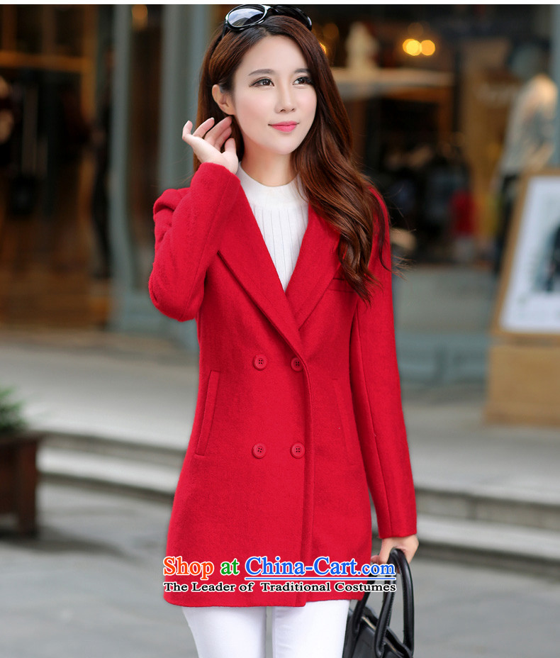  Gross? female jacket aimoonsa Korean double-a wool coat in the long winter 2015 new stylish V-neck a jacket coat RED M picture, prices, brand platters! The elections are supplied in the national character of distribution, so action, buy now enjoy more preferential! As soon as possible.