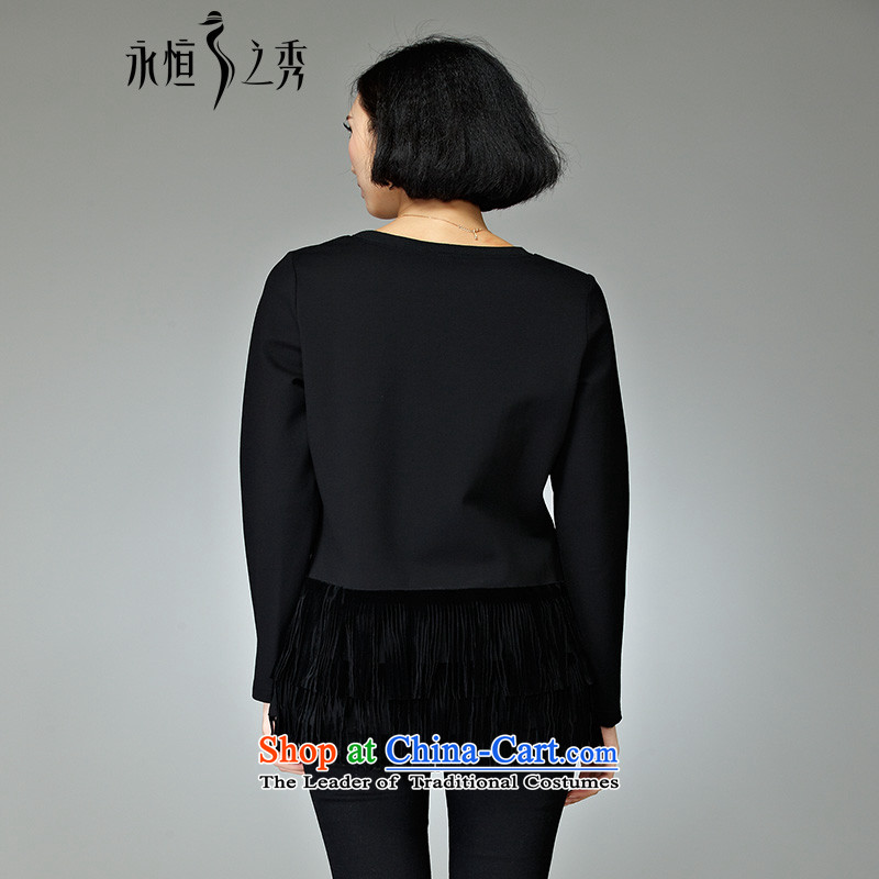2015 MM to thick xl women short shirts T-shirt of autumn and winter new 200 catties thick black 2XL, sister eternal Soo , , , shopping on the Internet