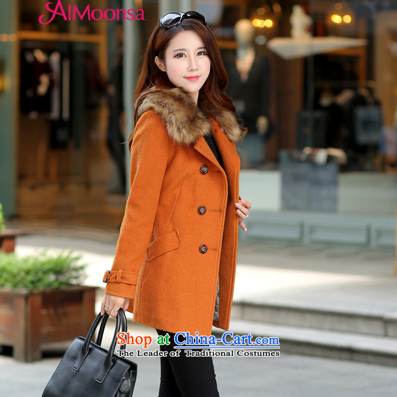The new winter 2015 aimoonsa Korean women's gross girls jacket? long hair for Sau San a wool coat female Stylish coat red l,aimoonsa,,, gross? Online Shopping