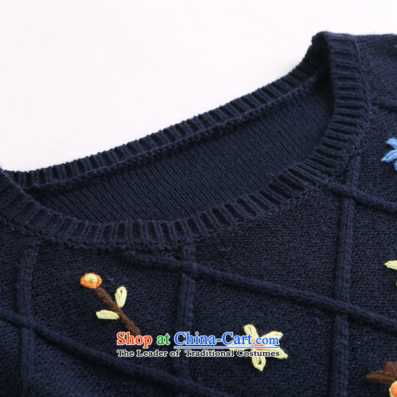 To increase the number msshe women 2015 New Autumn and Winter Sweater in embroidery MM thick long 8637 Blue 3XL, Susan Carroll, the poetry Yee (MSSHE),,, shopping on the Internet