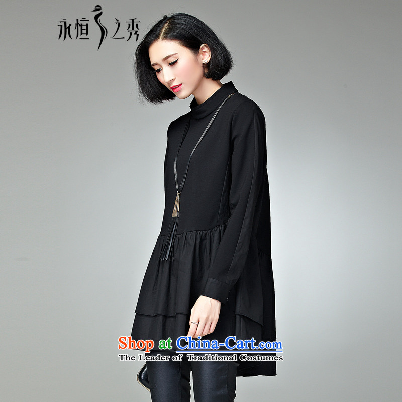The Eternal Sau 2015 MM to thick xl t-shirts autumn and winter in graphics thin long NEW SHIRT 200 catties thick solid stylish sister shirt t-shirt black 2XL, eternal Soo , , , shopping on the Internet