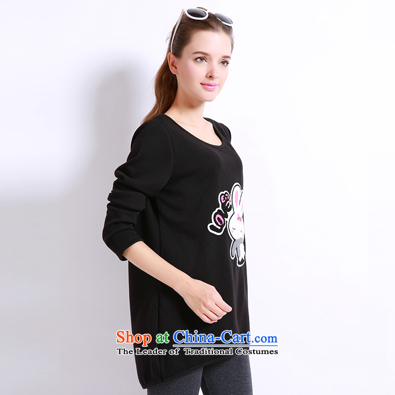 Shani flower of thick mm to increase female Korean yards long T-shirt female plus lint-free warm sweater, forming the Netherlands shirt 6117 Black 6XL- warm minus age, Shani flower sogni (D'oro) , , , shopping on the Internet