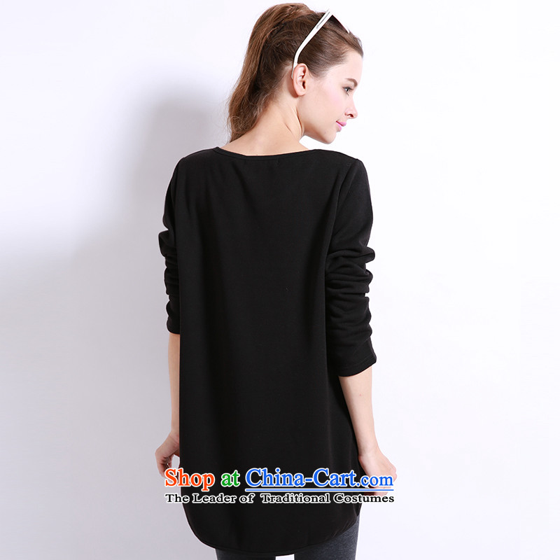 Shani flower of thick mm to increase female Korean yards long T-shirt female plus lint-free warm sweater, forming the Netherlands shirt 6117 Black 6XL- warm minus age, Shani flower sogni (D'oro) , , , shopping on the Internet