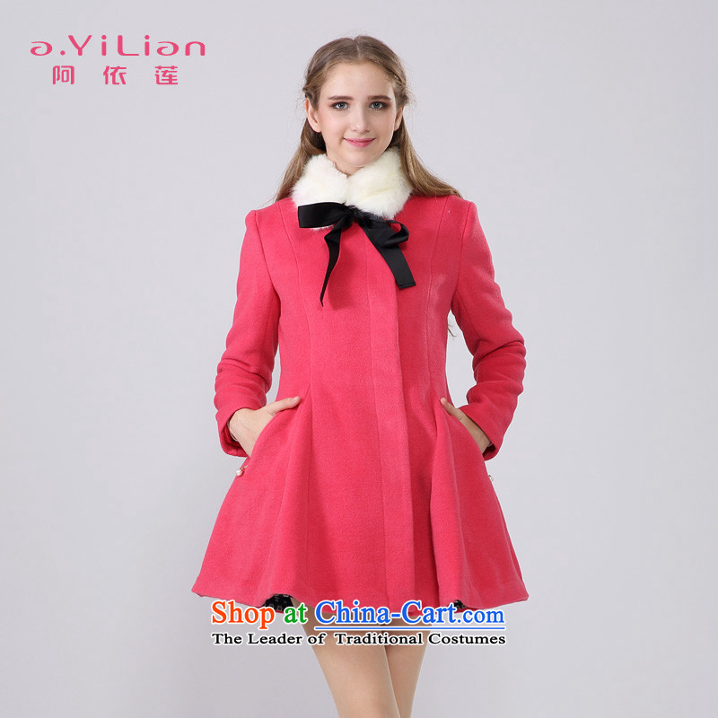Aida 2015 Winter New Lin pure color sweet removable gross for a Bow Tie wool coat jacket is the umbrella? CA44197243 Western Red XL, Aida Lin (A.YILIAN) , , , shopping on the Internet