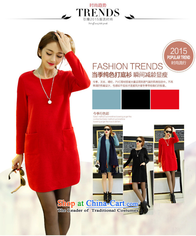 Morning to 2015 autumn and winter female new ultra large lady knitted dresses round-neck collar stylish long-sleeved solid color coated apron long black shirt 3XL( forming the recommendations 150-165¨catties) Picture, prices, brand platters! The elections are supplied in the national character of distribution, so action, buy now enjoy more preferential! As soon as possible.