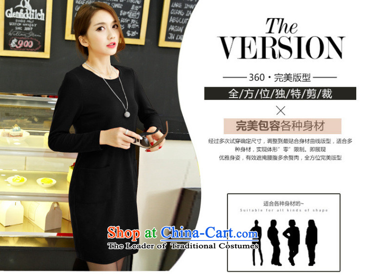 Morning to 2015 autumn and winter female new ultra large lady knitted dresses round-neck collar stylish long-sleeved solid color coated apron long black shirt 3XL( forming the recommendations 150-165¨catties) Picture, prices, brand platters! The elections are supplied in the national character of distribution, so action, buy now enjoy more preferential! As soon as possible.