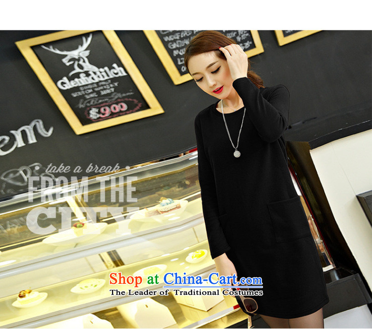 Morning to 2015 autumn and winter female new ultra large lady knitted dresses round-neck collar stylish long-sleeved solid color coated apron long black shirt 3XL( forming the recommendations 150-165¨catties) Picture, prices, brand platters! The elections are supplied in the national character of distribution, so action, buy now enjoy more preferential! As soon as possible.