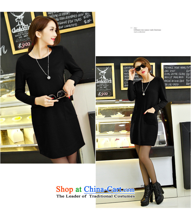 Morning to 2015 autumn and winter female new ultra large lady knitted dresses round-neck collar stylish long-sleeved solid color coated apron long black shirt 3XL( forming the recommendations 150-165¨catties) Picture, prices, brand platters! The elections are supplied in the national character of distribution, so action, buy now enjoy more preferential! As soon as possible.