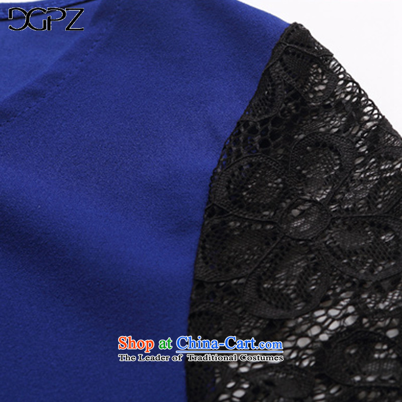 Large DGPZ women chiffon lace forming the Netherlands 2015 autumn and winter new graphics thin coat VG012 blue L,dgpz,,, shopping on the Internet