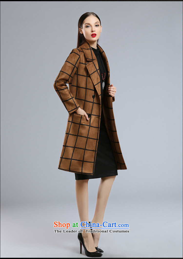 Xuan ina 2015 winter clothing new high-end grid in gross? jacket long thin dual platoon leader in the Sau San video fleece a wool coat JXYL8573 BROWN L picture, prices, brand platters! The elections are supplied in the national character of distribution, so action, buy now enjoy more preferential! As soon as possible.